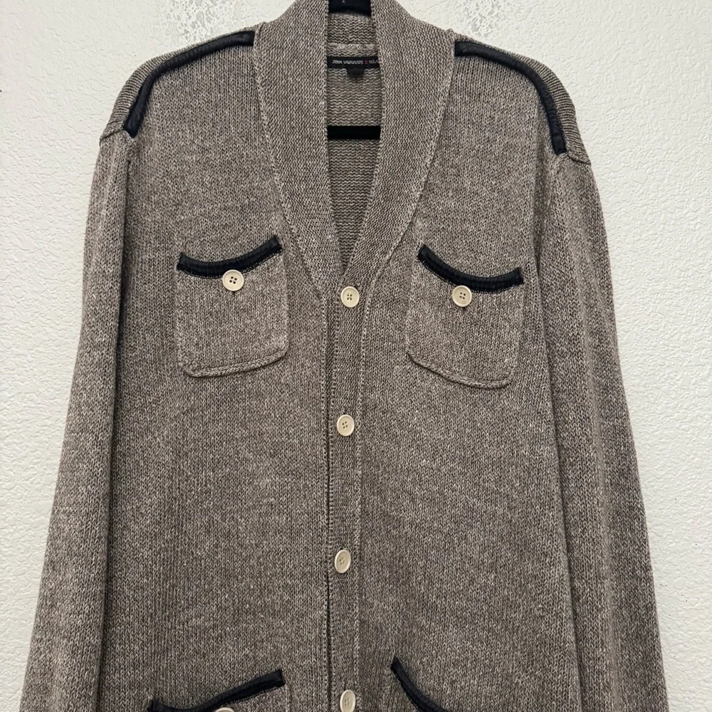 John Varvatos Linen Blend 4 Pocket Cardigan Sweater Brown Men's Size XL